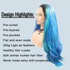 AFBeauty Lace Front Wig Highlight Blue Purple Colorful Wavy Ombre Wigs for Women Lace Frontal Pink Green Wig Synthetic Heat Resistant Natural Loose Wave Glueless Lace Wig 24 Inch Daily Party Cosplay