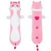 MIAOHAHA Long Plush Toy Cat Pillow Cute Plush Cat Toy Doll Stuffed Animal Cat Hugging Pillow for Sleeping Gift for Kids and Girls(Pink,50cm/19.6in)