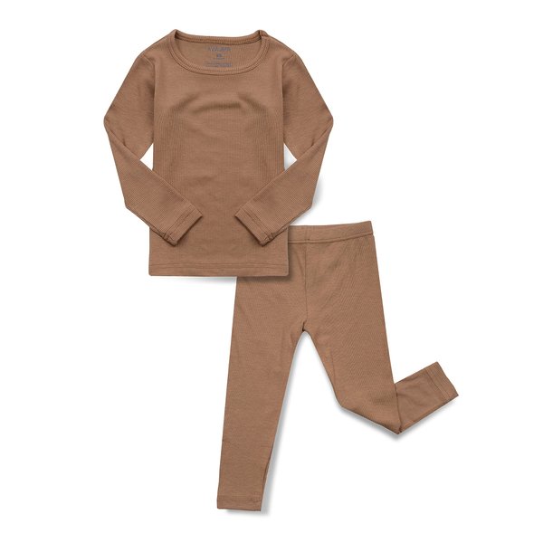 AVAUMA Baby Boys Girls Pajama Set Kids Toddler Snug fit Ribbed Sleepwear pjs for Daily Life Style (L/Camel(L))