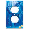 Art Plates - Outlet Cover OVERSIZE Switch Plate - OVER SIZE Decorative Metal Wall Plate - Sunlit Dolphins - (Made in USA)