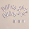 SINHOT Press on Nails Medium Square Fake Nails Chrome Acrylic Nails Glossy Glue on Nails White Aurora Squoval Artificial Nails Pearl Flash Stick on False Nails with Design 24 pcs