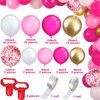 Gejoy 129 Pcs Pink Birthday Garland Arch Kit Confetti Latex Balloons with 2 Rolls Tape Valentines Decorations Party Balloons Wedding Baby Shower Decor(Pink, White, Rose Red, Metallic Gold)