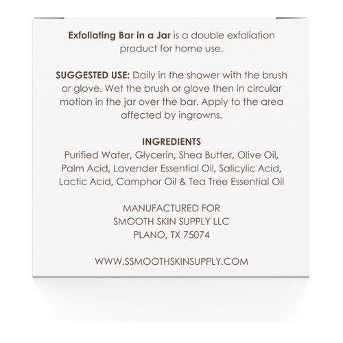 Se-Brázil Exfoliating Soap Bar In A Jar for Ingrown Hairs, Razor Bumps and Exfoliation, with Salicylic Acid & Lactic Acid, Essential Oils and an Exfoliating Body Brush, 2 oz