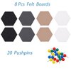 Afumazi 8Pcs Hexagon Felt Cork Board Tiles Self Adhesive Bulletin Board, Pin Board for Wall Decor Memos Photos Display (Set C)