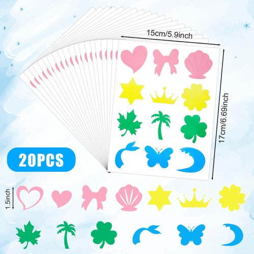 240pcs Tanning Stickers, 12 Styles Tanning Sunbathing Stickers Self-Adhesive Tan Stickers Sun Bed Stickers Tanning Bed Stickers for Girl Body Summer Beach Party Indoor Outdoor