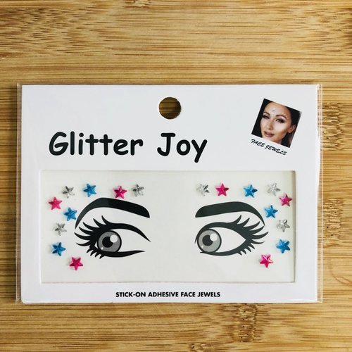 Eye Corners Face Jewels Blue Stars Bindi Rhinestone Festival Face Gems Tattoo Decorations Jewels Body Glitter Crystal Sticker Temporary Face Tattoo for Festival Rave Outfit, 2-Pack