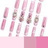 Aegenacess Square Press On Nails Extra Long - Pink French Press On Nails, Luxurious Glue On Nails with 3D Butterfly and Rhinestones, French Stick On Nails, Handmade 24PCS Fake Nails in 12 Sizes
