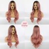 piaou Ombre Black to Pink Wig Synthetic Wigs for Women Long Natural Wave Heat Resistant Hair Wigs Natural Looking Cosplay Wig for women (Ombre Black to Pink)