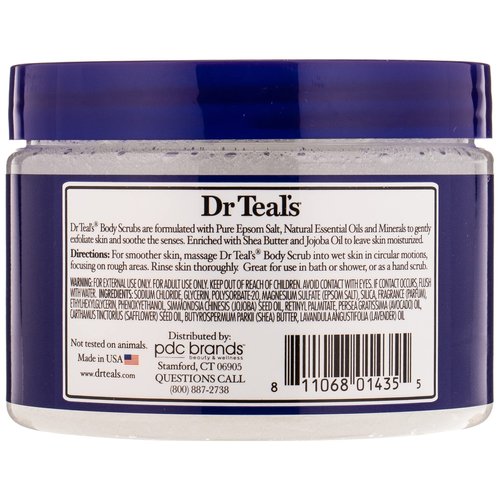Dr Teal's Pure Epsom Salt Body Scrub, Soothe & Sleep with Lavender Essential Oils, 16 oz