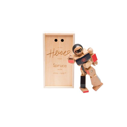 ONCE KIDS Playhard Hero Action Figures – Spruce Wood Baby Toys for Imaginative Play –Sturdy & Durably Packaged Hero Toy for Kids