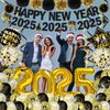 New Years Eve Party Supplies 2025 New Years Decorations Happy New Year 2025 Banner with New Years Backdrop, Balloons, Paper Flowers, Hanging Decorations for New Years Eve Decorations