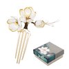 Retro Lotus Flower Hair Comb, Chinese Hanfu Elegant White Flowers Hair Pin, Bride Wedding Hair Accessories