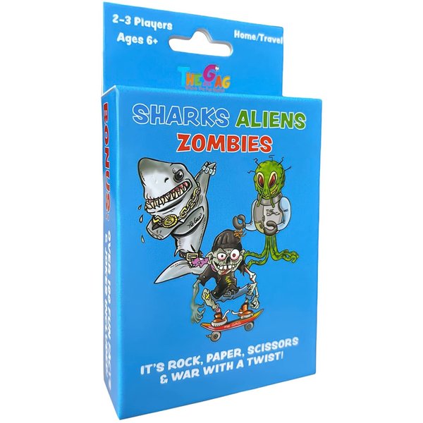 TheGag Sharks Aliens Zombies: Fun Card Game for Kids Played Like Rock Paper Scissors War for Family Game Night Gift Giving Stocking Stuffer