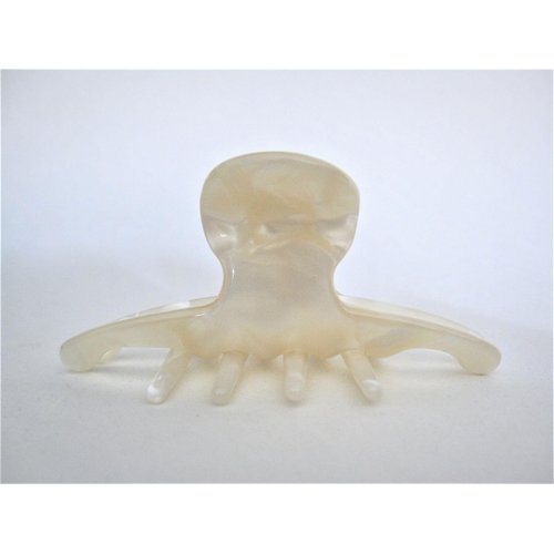 Generic Medium/small creme white marbled hair claw clip for fine, thin hair