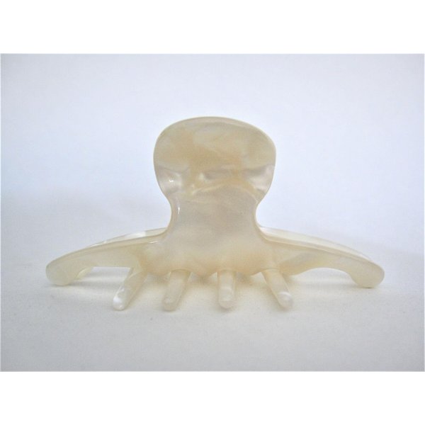 Generic Medium/small creme white marbled hair claw clip for fine, thin hair