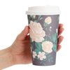 Juvale 24 Pack Disposable Floral Paper Coffee Cups with Lids 16 oz, To Go Coffee Cups for Flower-Themed Birthday Party Supplies, Wedding Reception, Baby Shower (4 Pastel Colors)