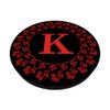Monogram Initial K Phone Grip,Rose Red Floral Letter K Black PopSockets Adhesive PopGrip