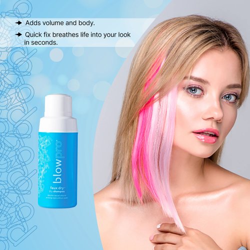 blowPro Faux Dry, Dry Shampoo Powder, Removes Excess Oil & Product Buildup w/o Water, No crunchy Residue, Creates Volume, Protein blend adds Shine and Resilience, Pouf Technology Travel Size 1.7oz