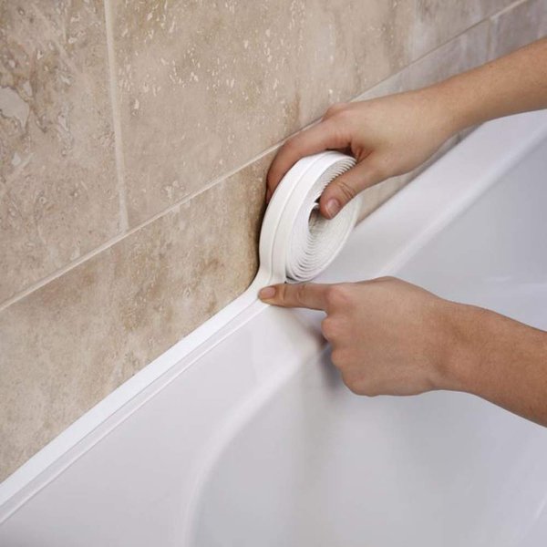 Caulk Tape,Bathroom Corner Caulking Tape,Self-Adhesive Sealing Tape Used for Kitchen Sink,Toilet, Bathroom Bathtub, Tub Floor Wall Edge Protector Strip(1.5 inch*10.5 feet;White,1 Pack)