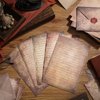Mini Vintage Stationery Set Stationery Paper for Writing Letters Double Sided Printing (50 Stationery Papers + 50 Matching Envelopes) 60 Vintage Round Dot Stickers, 5.5 x 8.25 Inch, 10 Designs