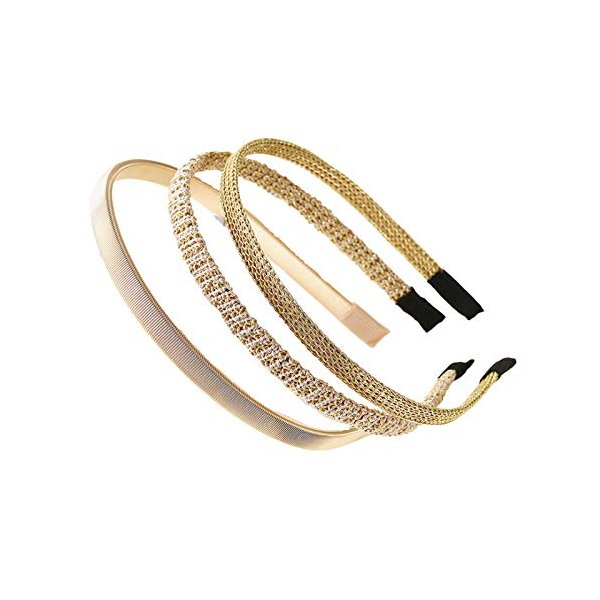 Sluxa Thin Hairbands,Head bands no slip fashion for women, skinny headbands for women Girls, Gold Thin Headbands for women..