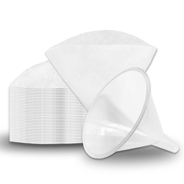 Birllaid Non Woven Filter Cones Filter Cooking Oil Clean Filtering Deep Fryer, Package of 1 Cone Holder and 50 Filter Cones