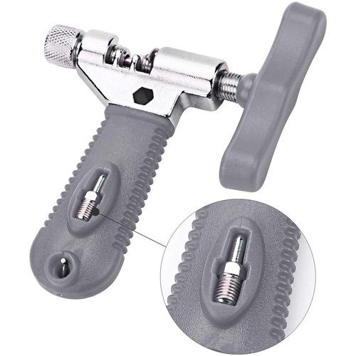 QKURT Bike Chain Splitter + 3 Pairs Bicycle Missing Link, Universal Bike Chain Cutter Breaker Tool With Chain Hook for 7 8 9 10 Speed Bicycle Chain Link Repair Removal/Install - Reusable Bicycle Tools
