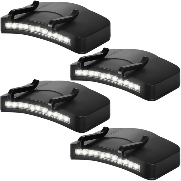 Mudder 4 Pieces Hat Clip Light 11 LED Rotatable Clip Headlamps Cap Lights Clip on Hat Waterproof LED Ultra Bright Hands-free Flashlight for Hunting Camping Fishing Hiking