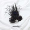 GORTIN 1920s Flapper Feather Hair Clip Great Gatsby Feather Headband Black Peacock Feather Headpiece Rhiestone Head Band Art Deco Headwear Party Prom Flapper Hair Accessories For Women and Girls