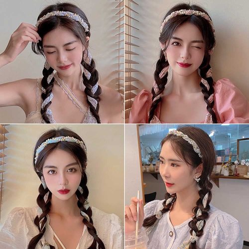 2PCS Retro Long Ribbon Headband, Satin Fabric Hair Bands, Ribbon Scarf Headbands for Women, Non-Slip Cross Knotted Fabric Clip Hairband for Women, Boho Girls Hair Accessories