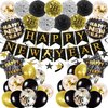2025 Happy New Year Decorations Kit New Years Eve Party Supplies for Happy New Year Decorations 2025 Black Gold Happy New Year Decor
