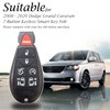 Vitodeco Genuine Leather Smart Key Fob Case Cover Protector with Leather Key Chain Compatible for 2013 - 2020 Dodge Grand Caravan (7-Button, Red)