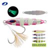 OCEAN CAT 1 PC Slow Fall Pitch Fishing Lures Sinking Lead Metal Flat Jigs Jigging Baits with Hook for Saltwater Fishing 5 Colors 160G/200G/250G/300G (Glow Red, 160g(5 2/3oz))