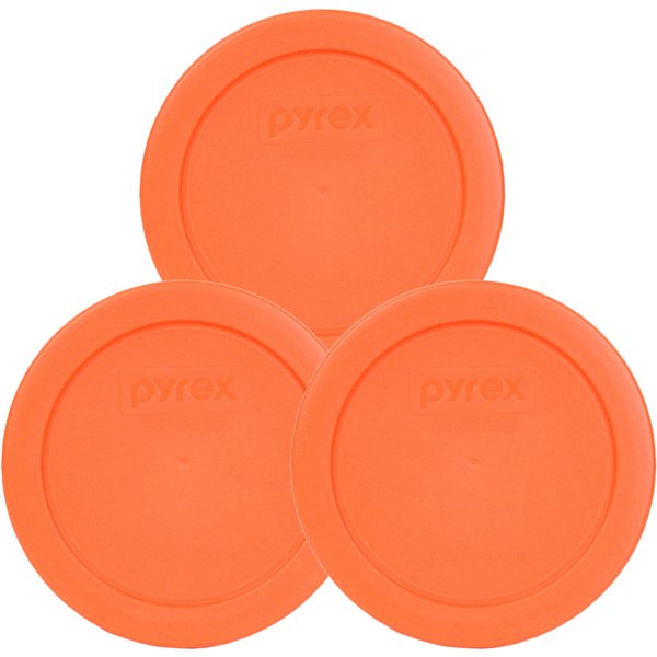 Pyrex 2 Cup Round Storage Cover #7200-PC for Glass Bowls (3)