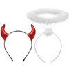 U-Zomir Angel Halo & Devil Horns Headband Set- White Feather Angel Halo Headband and Glitter Red Devil Horns, Halloween Angel and Devil Costume Accessories for Women Adults Cosplay Party Supplies