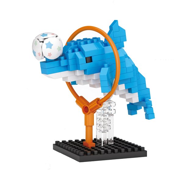 Dolphin Micro Building Bricks Kits, Cute Fish Mini Building Blocks Set, Colorful Animals Toy Educational Creative Model Building, for Girls and Boys Age 8-17, Gift for Christmas, Birthday