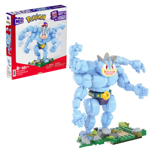 Mega Pokémon Building Toys Set Machamp with 401 Pieces, Articulated and Poseable with Motion, 6+ Inches Tall, for Kids