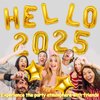 Gold Hello 2025 Balloons Numbers New Years Decorations with Star Balloons for New Years Eve Party Supplies 2025, New Year Balloons for Happy New Year Decorations 2025, NYE Decorations 2025
