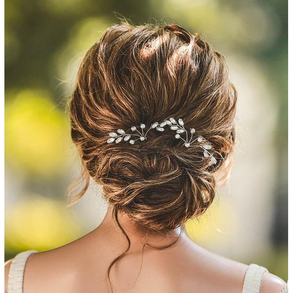 Eyret Crystal Bride Wedding Hair Pins Silver Rhinstones Hair Piece Bridal Hair Accessories for Women and Girls