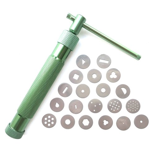 HEVERP Stainless Steel Clay Extruders Sugar Paste Extruder Cake Fondant Decorating Tool Set (Green)
