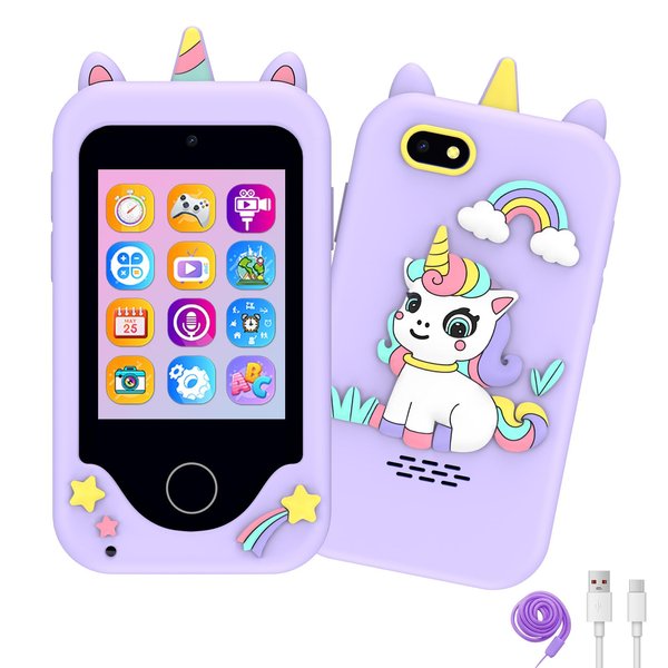 Kids Smart Phone for Girls, Christmas Birthday Gifts for Girls Age 3-10 Kids Toys Cell Phone, 2.8" Touchscreen Toddler Learning Play Toy Phone with Dual Camera