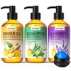 RIHAKO 3 Pack Massage Oil for Massage Therapy,Ginger Lymphatic Drainage| Lavender| Relaxation Eucalyptus Sore Muscle Massage Oils for Date Night,Spa Treatment Gift for Woman & Man with Massage Roller
