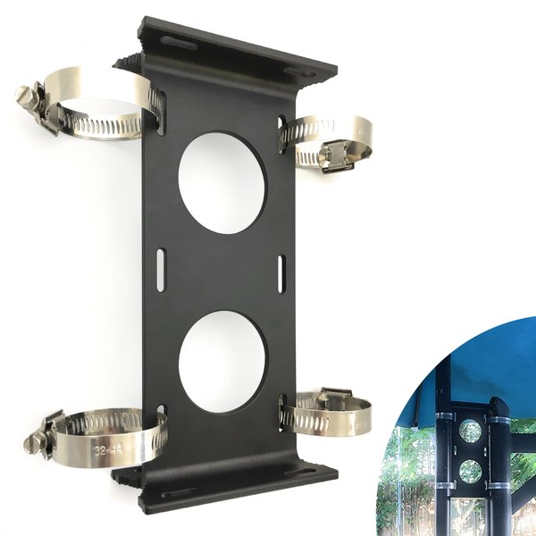 HURR-PRO Non-Slip Umbrella Mounting Bracket, Stainless Band Clamps ¾” to 1-¾”, Attach to Railing/Fence/Wall, DIY Friendly, Reusable, Patent Pending