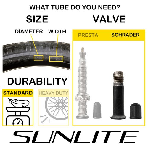 Sunlite Tube 700 x 28-35 (27 x 1-1/8 - 1-1/4) 48mm Long SCHRADER valve