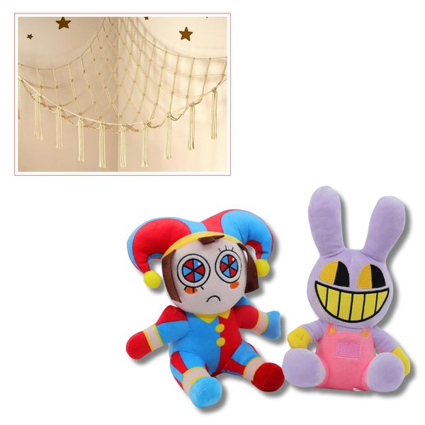 MOTTOYS Digital Animal Plush - Clown Rabbit and Stuffed Animal Storage - Toy Storage and Cute Stuffed Figures - Birthday Halloween Christmas Choice for Boys Girls - Stuffed Animal Hammock Corner