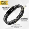 MagnetRX® Hematite & Leather Magnetic Bracelet - MAX Strength Natural Stones - Beaded Magnetic Hematite Bracelets (Medium)