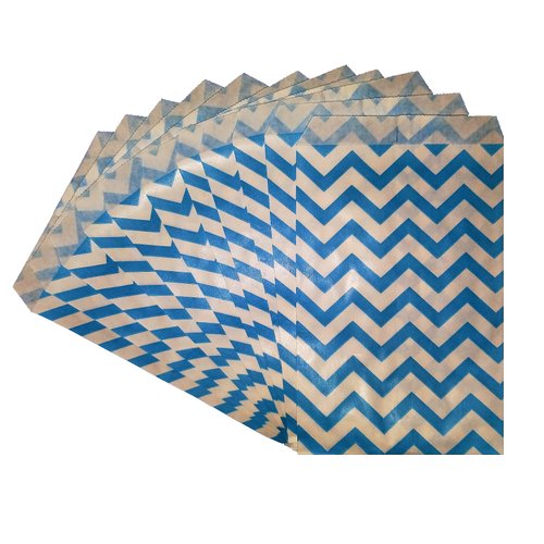 888 Display - 200 pcs of 6" x 9" Blue Chevron Paper Gift Bags Shopping Sales Flat Bags