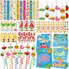 Erweicet Summer Beach Party Favors 72 PCS Summer Pool Slap Bracelets DIY Stickers Keychains Temporary Tattoos Plastic Straws Party Gift Bags for Hawaiian Luau Theme Birthday Party Baby Shower
