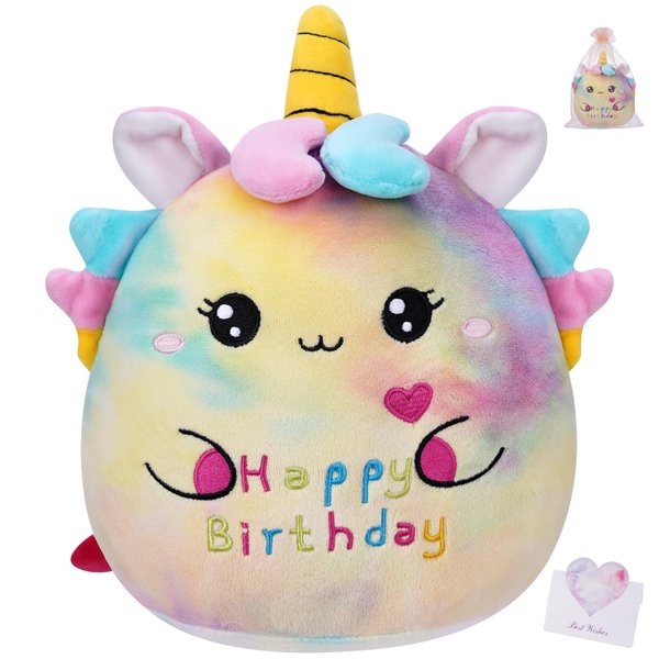 LeYoHa Birhtday Gift Unicorn Plush Toy - Adorable Birthday Unicorn Stuffed with Card, Perfect Birthdays Stuffed Animal, 8 Inch
