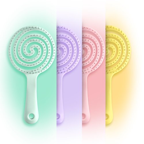 4 Pieces【Ultra-Soft】Baby Fine or Straight Hair Detangling Hair Brush for Kids【Skin-friendly material】Faster Blow Drying Styling Hair Detangling Brush with Flexible Bristles（Food grade ABS）Compact size